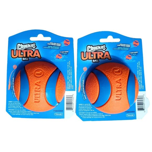2 New Chuckit! Large Ultra Ball Dog Toy Fetch Floats Durable Rubber Chuck It 3" - Picture 2 of 8